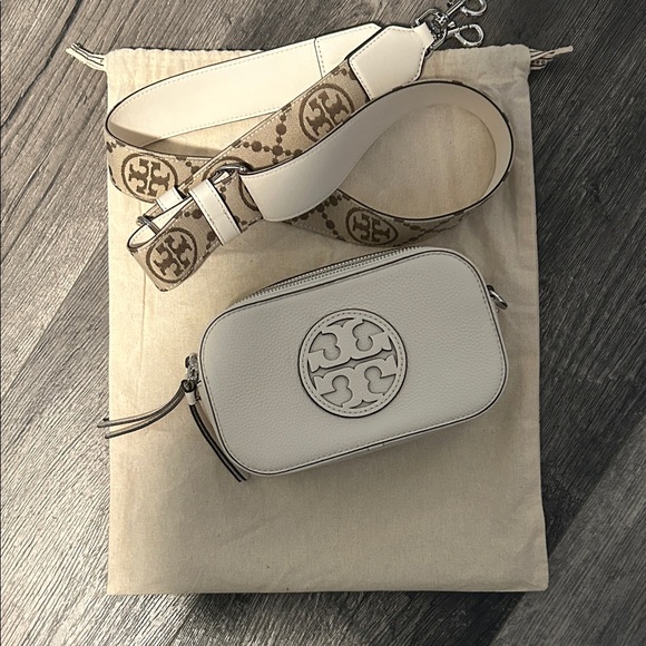 Tory Burch Handbags - Tory Burch Cream Crossbody Bag with Tan Strap